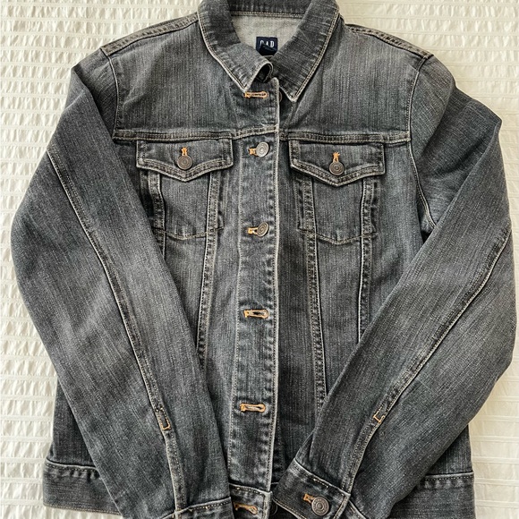GAP Gray Fitted Denim Jacket Size M - Picture 3 of 5